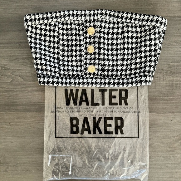 Walter Baker Houndstooth Bandeau Cropped Top black white size M NWT $118 - Picture 10 of 11